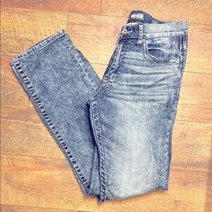 BKE men’s Jake straight leg blue light and dark wash denim jeans size 34 33L